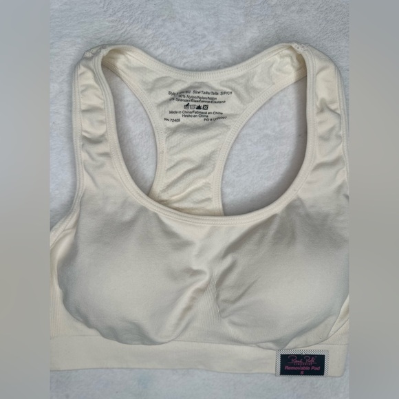 Racerback Sports Bra Removable Pad Size S Rene Rofe Nordstrom Rack Ivory/Cream - Picture 4 of 9